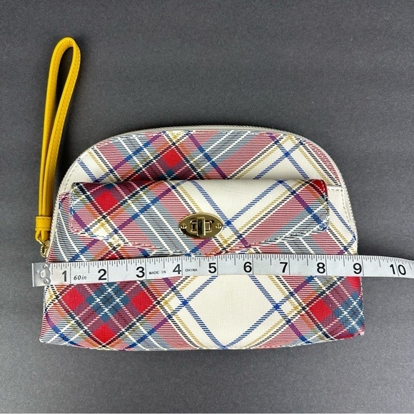Talbots Tartan Plaid Wristlet Clutch Faux Leather Turnlock Purse Womens New - Picture 6 of 7